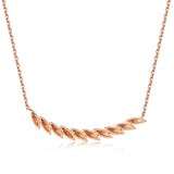 14k Rose Gold Diamond Feather Bar Necklace
