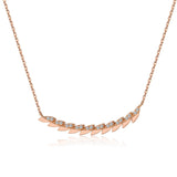 14k Rose Gold Diamond Feather Bar Necklace