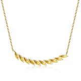 14k Yellow Gold Diamond Feather Bar Necklace