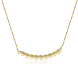 14k Yellow Gold Diamond Feather Bar Necklace