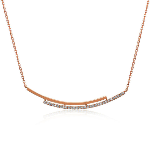 14k Rose Gold Diamond Double Bar Necklace