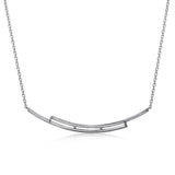 14k White Gold Diamond Double Bar Necklace