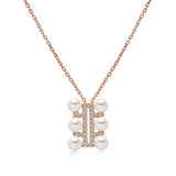 14k Rose Gold 4.5-5mm Akoya Triple Row Necklace