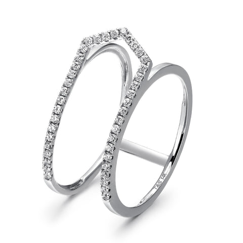 14k White Gold Diamond Open Arrow Ring