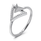 14k White Gold Diamond Triangle Stud Ring