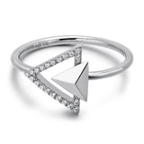 14k White Gold Diamond Triangle Stud Ring