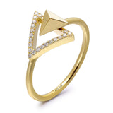 14k Yellow Gold Diamond Triangle Stud Ring