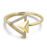 14k Yellow Gold Diamond Triangle Stud Ring