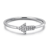 14k White Gold Diamond Arrow Stackable Ring