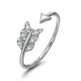 14k White Gold Diamond Feather Arrow Stackable Ring
