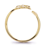 14k Yellow Gold Diamond Feather Arrow Stackable Ring