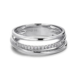 14k White Gold Diamond Triple Row Ring
