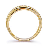 14k Yellow Gold Diamond Triple Row Ring