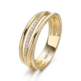 14k Yellow Gold Diamond Triple Row Ring