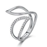 14k White Gold Diamond Petal Ring