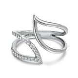 14k White Gold Diamond Petal Ring