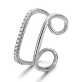 14k White Gold Diamond Double Geo Ring