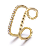 14k Yellow Gold Diamond Double Geo Ring
