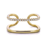 14k Yellow Gold Diamond Double Geo Ring