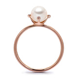 14k Rose Gold 5-5.5mm Akoya Pearl and Diamond Ring