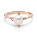 14k Rose Gold 5-5.5mm Akoya Pearl and Diamond Ring