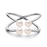14k White Gold 4-4.5mm Akoya Pearl Orbit Ring