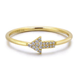 14k Yellow Gold Diamond Arrow Stackable Ring