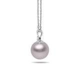 8-9mm Pink Freshwater Cultured Pearl and Diamond 14k White Gold Pendant