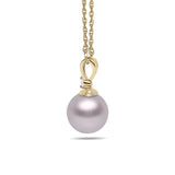 8-9mm Pink Freshwater Cultured Pearl and Diamond 14k Yellow Gold Pendant