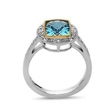Radiant Cut Blue Topaz, Diamond, Sterling Silver and 14k Yellow Gold Ring