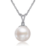 8-8.5mm AA Akoya Cultured Pearl and Diamond 14k White Gold Pendant