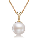 8-8.5mm AA Akoya Cultured Pearl and Diamond 14k Yellow Gold Pendant