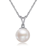 6.5-7mm AA Akoya Cultured Pearl and Diamond 14k White Gold Pendant