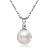6.5-7mm AA Akoya Cultured Pearl and Diamond 14k White Gold Pendant