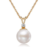 6.5-7mm AA Akoya Cultured Pearl and Diamond 14k Yellow Gold Pendant