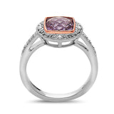 Square Cut Amethyst, Diamond, Sterling Silver and 14k Rose Gold Ring